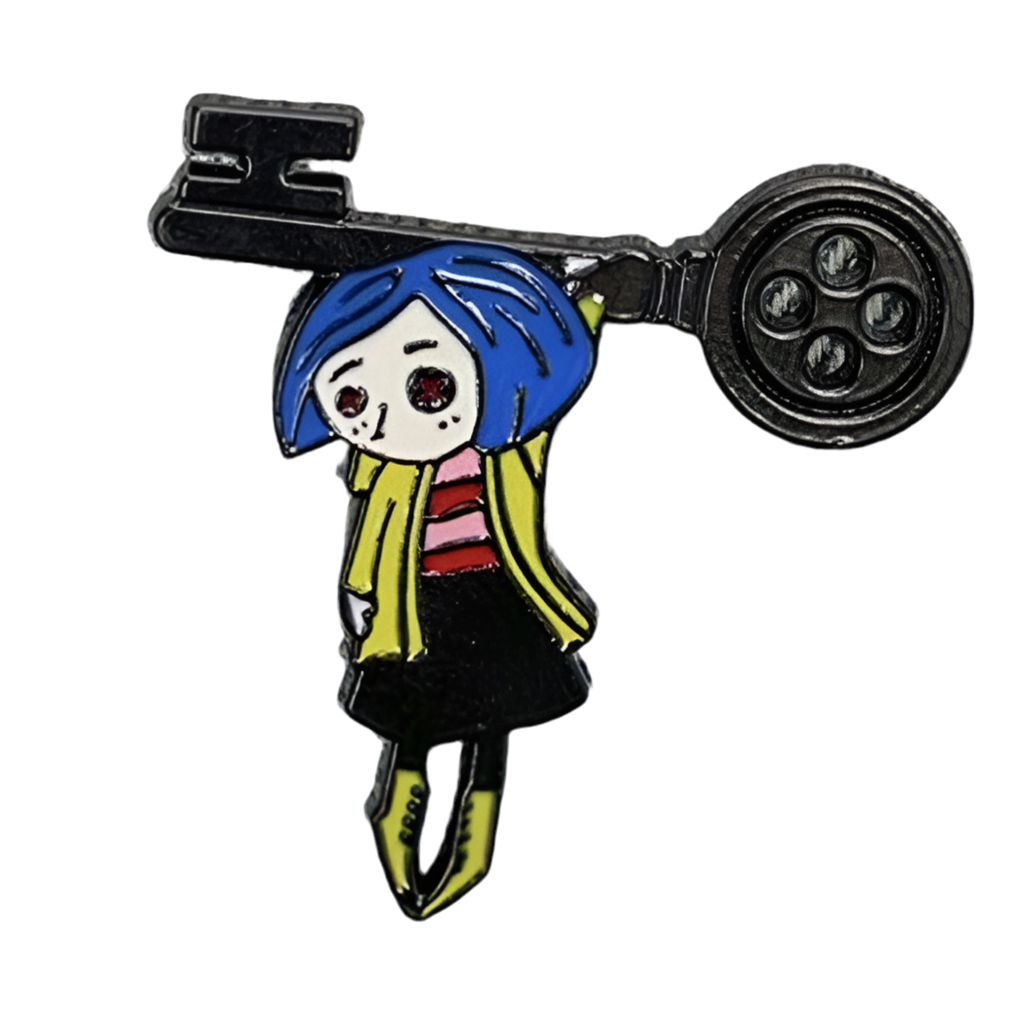 Coraline with key pin badge