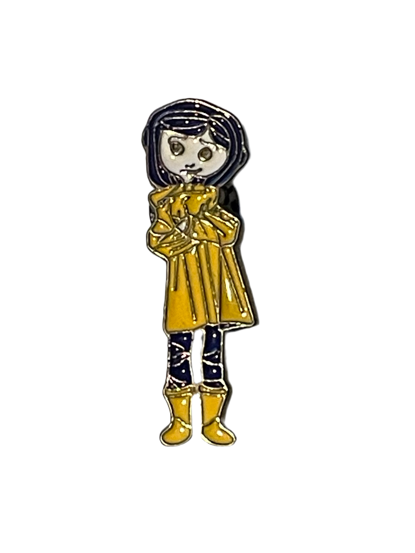 Coraline coat and boots pin badge