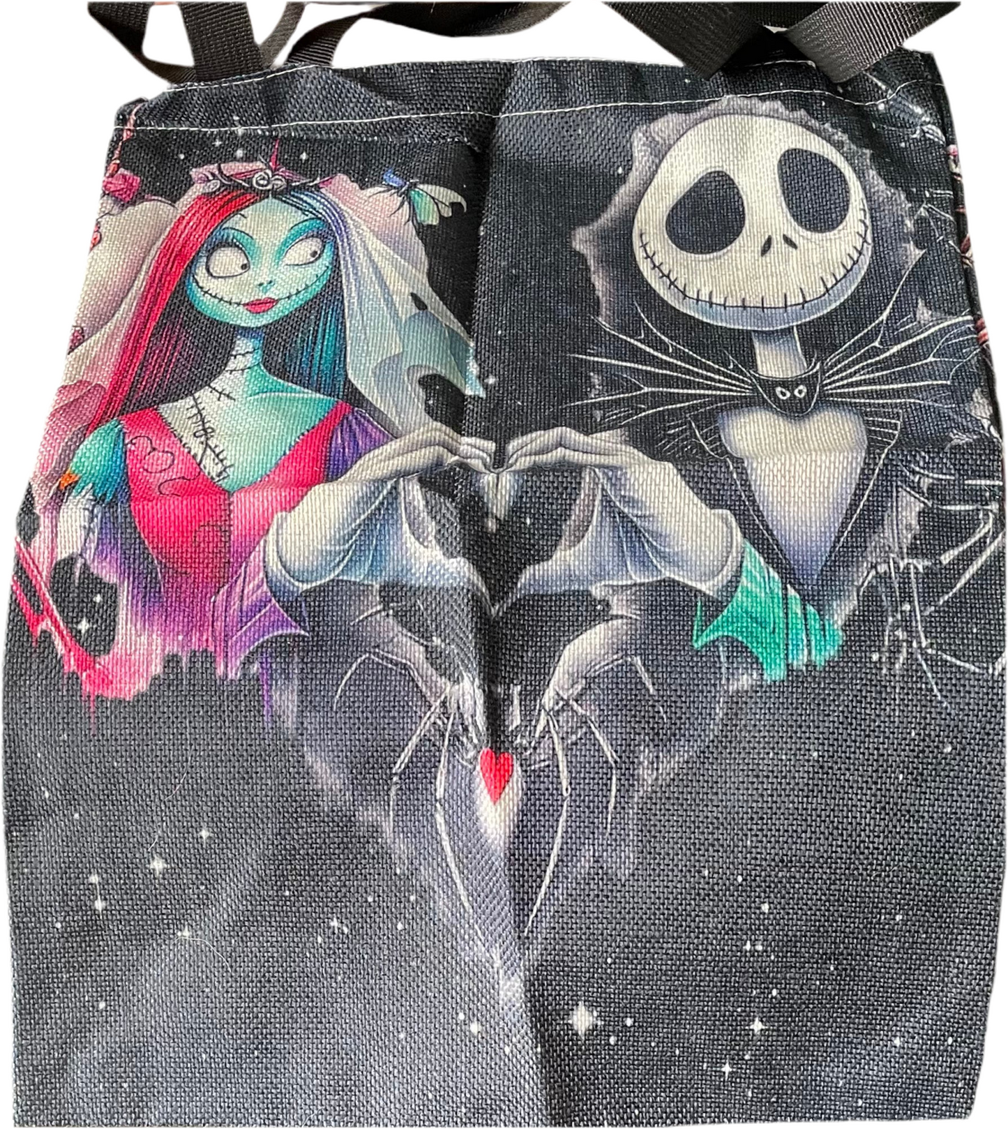 Jack and Sally love heart tote bag