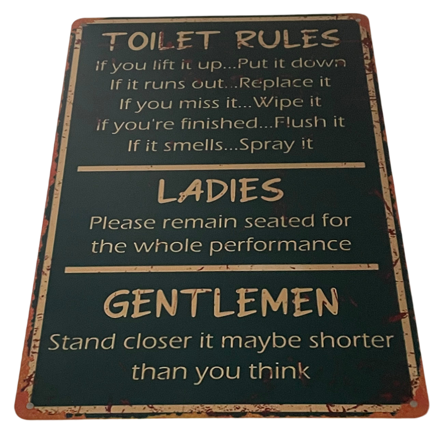 Toilet rules sign