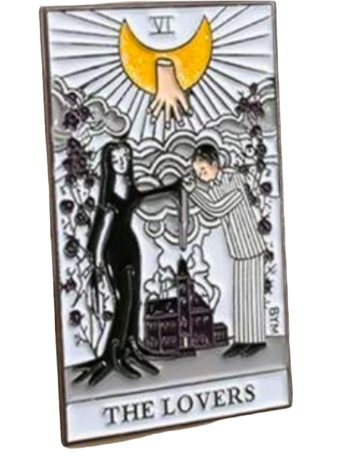 Addams family the lovers tarot card pin badge
