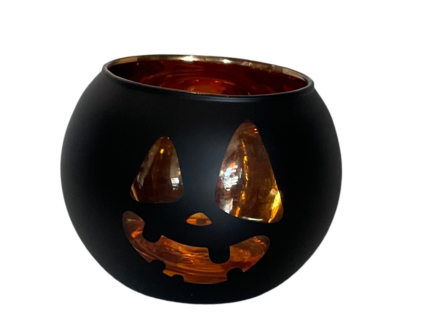 Black Halloween glass jar pumpkin
