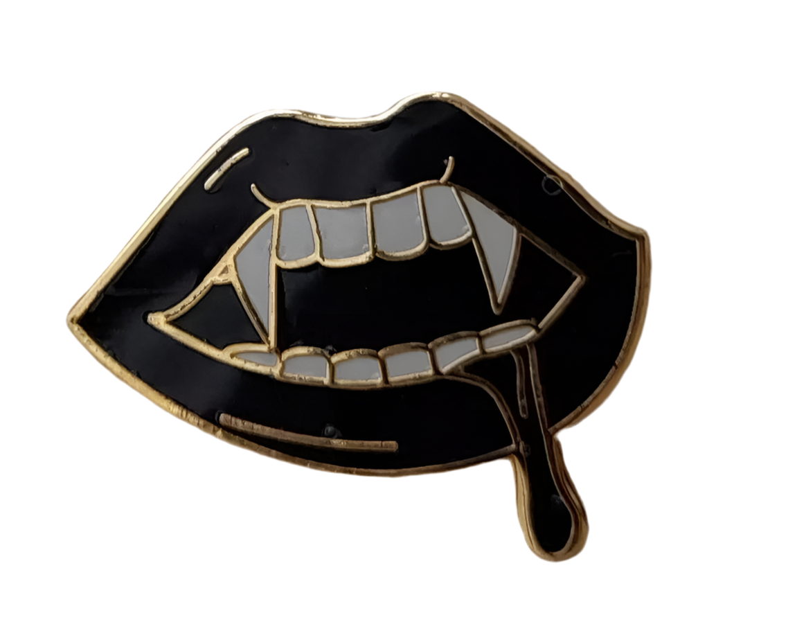 Vampire Teeth Pin Badge