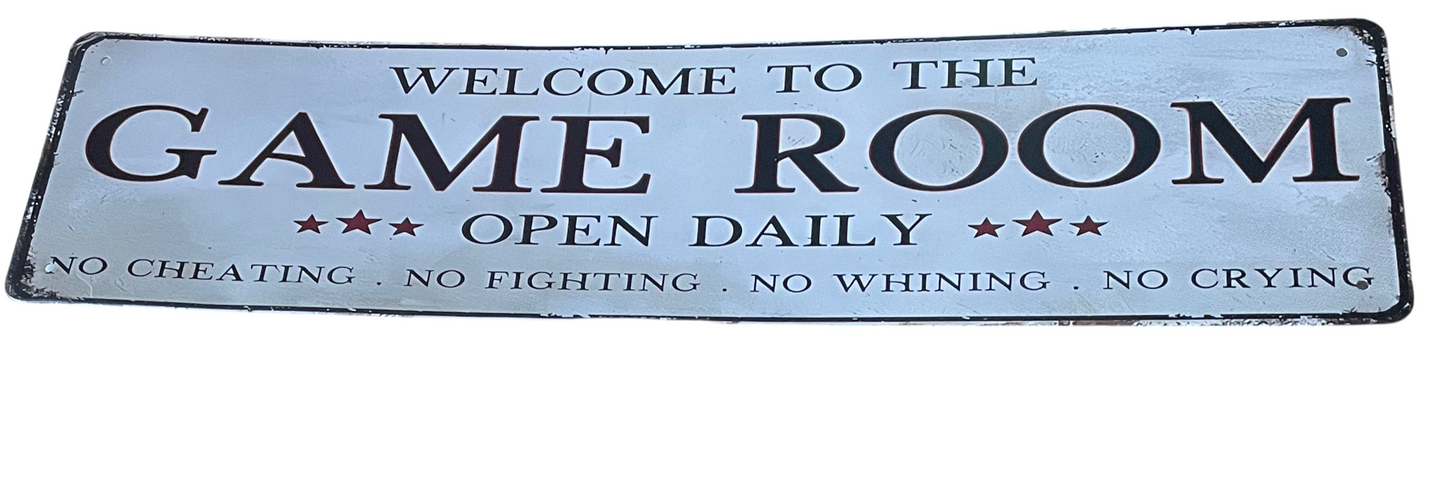 Welcome to the game room sign