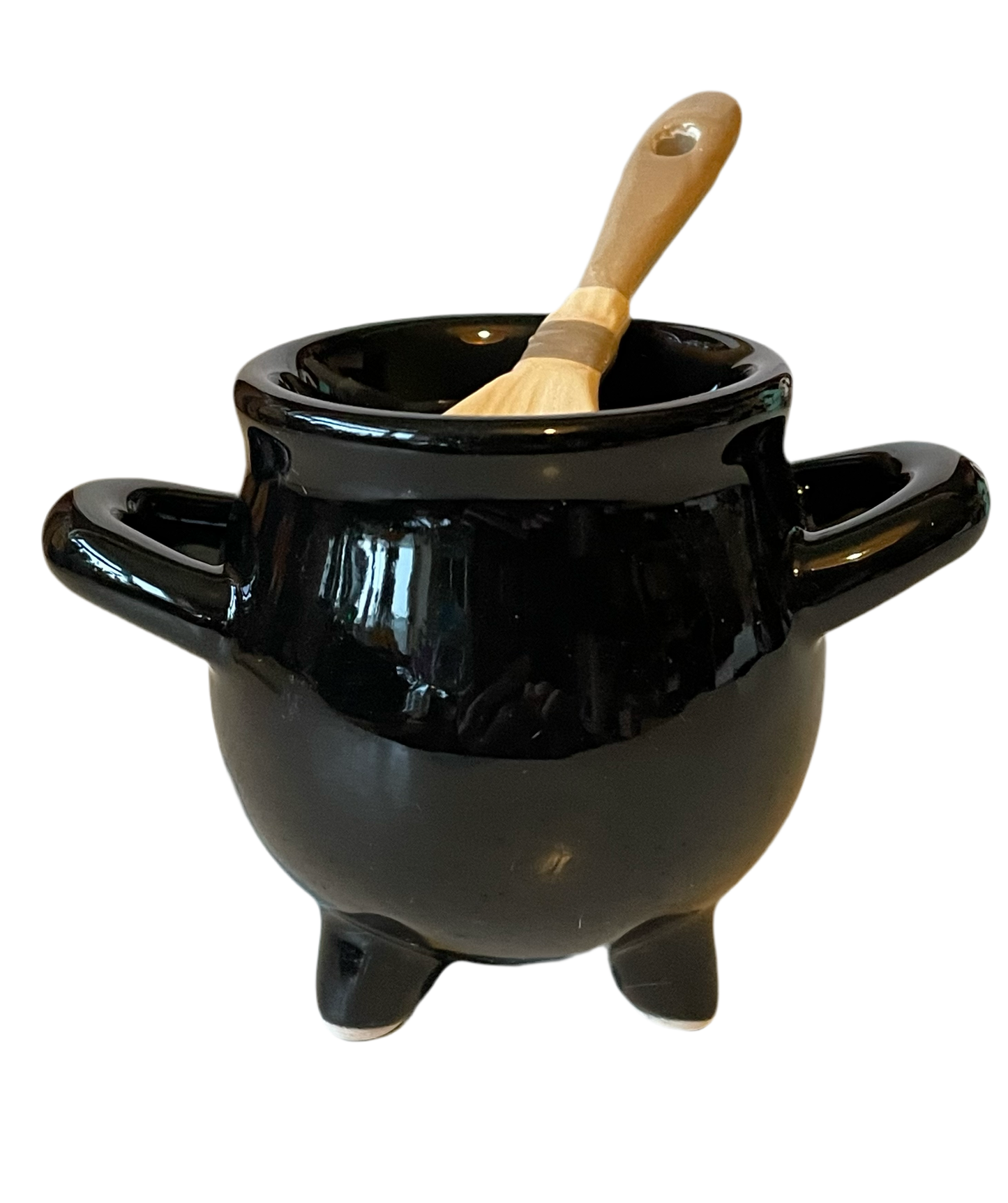 Cauldron Egg cup with broom spoon