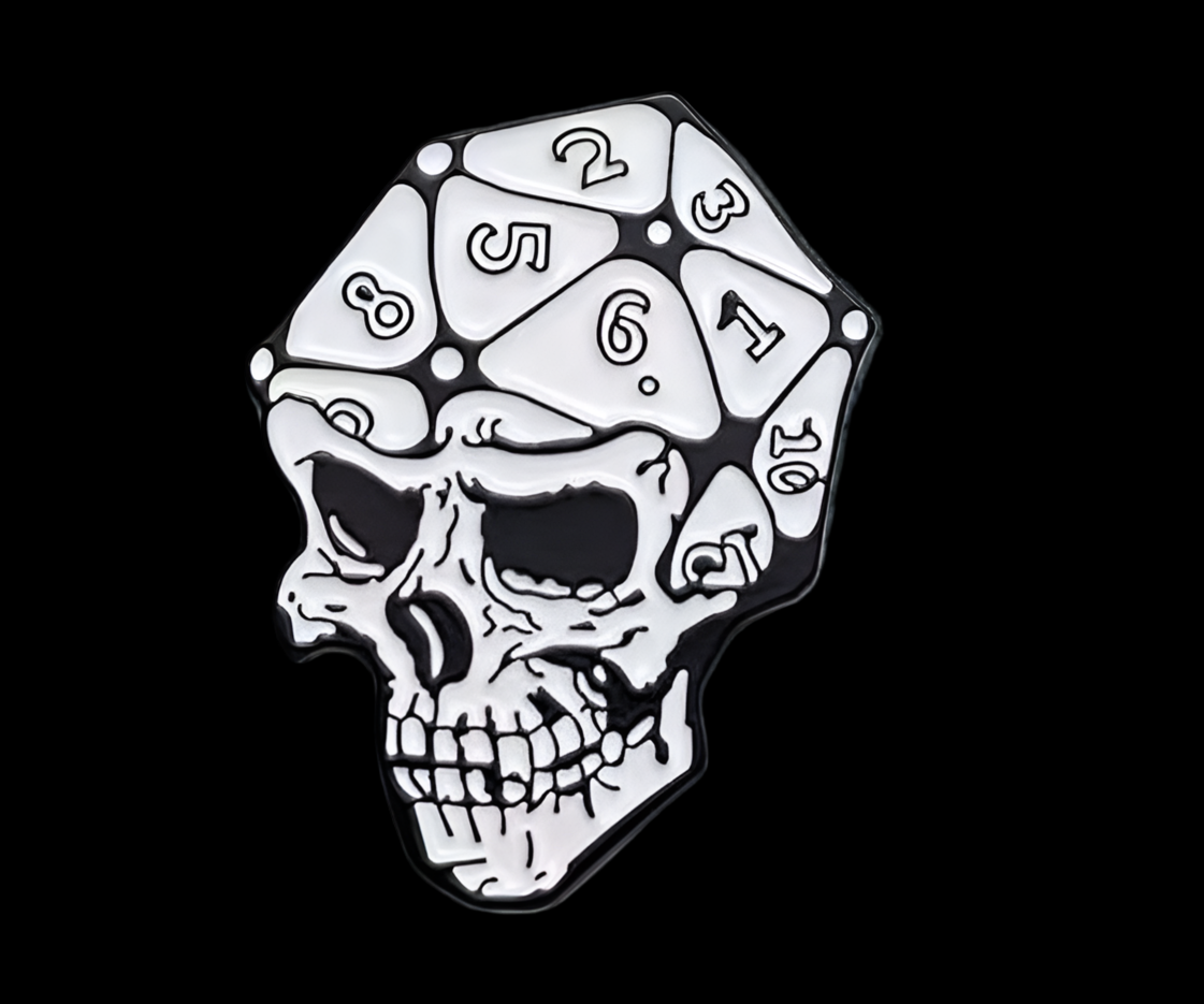 Number skull pin badge