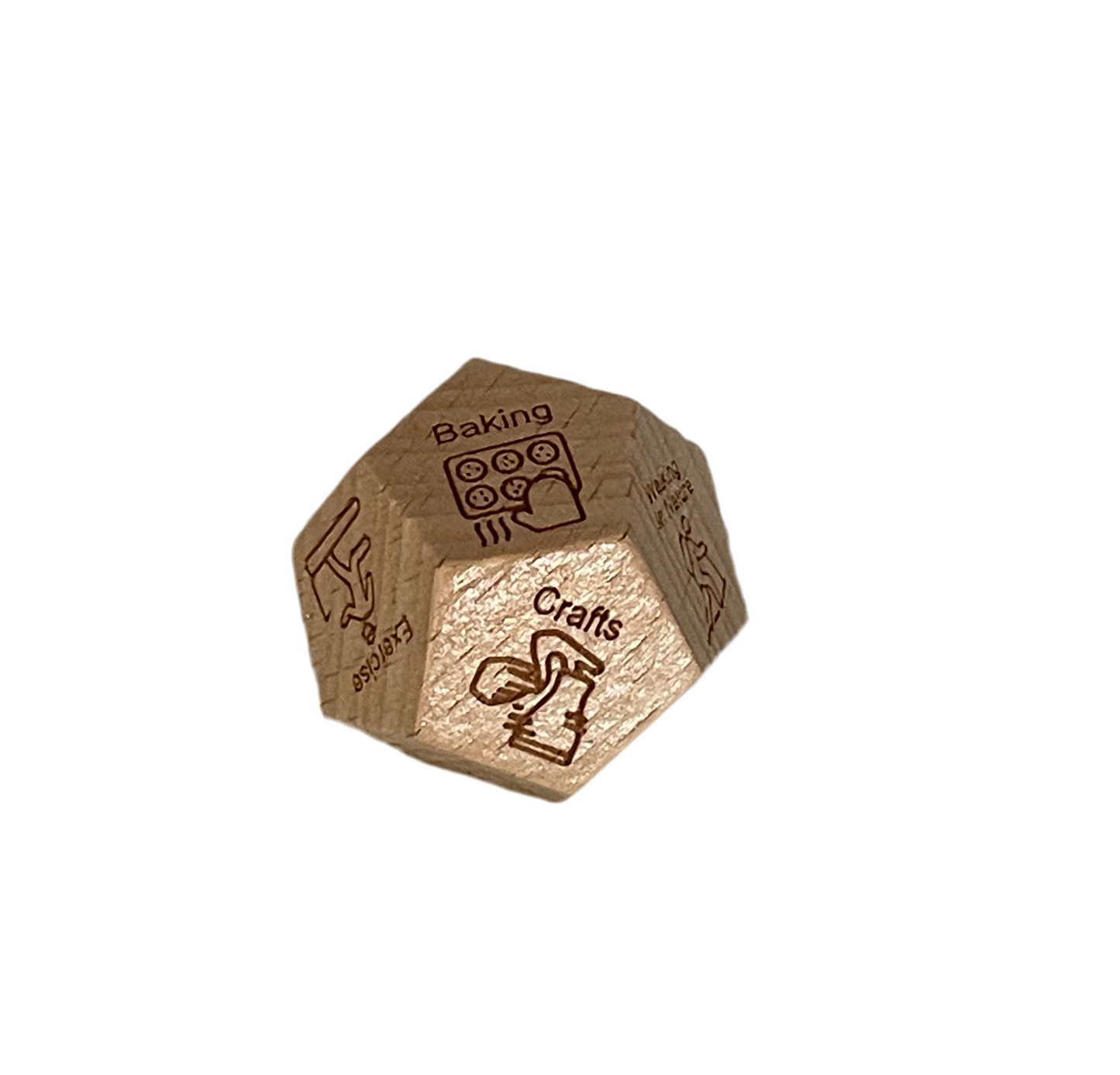 12 sided wooden meditation dice