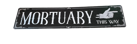 Mortuary this way sign