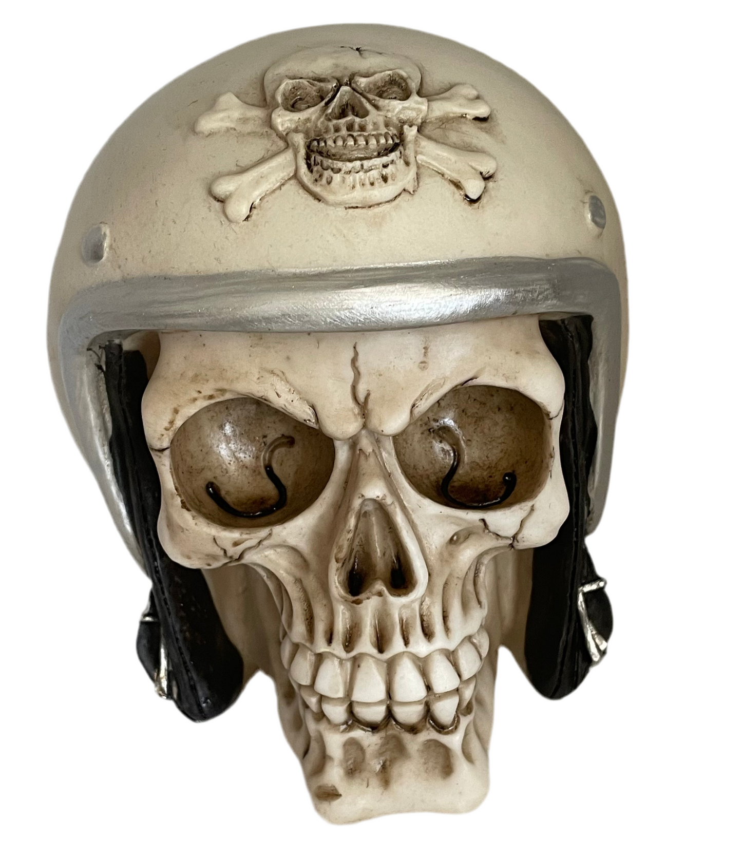 Skull with helmet figurine