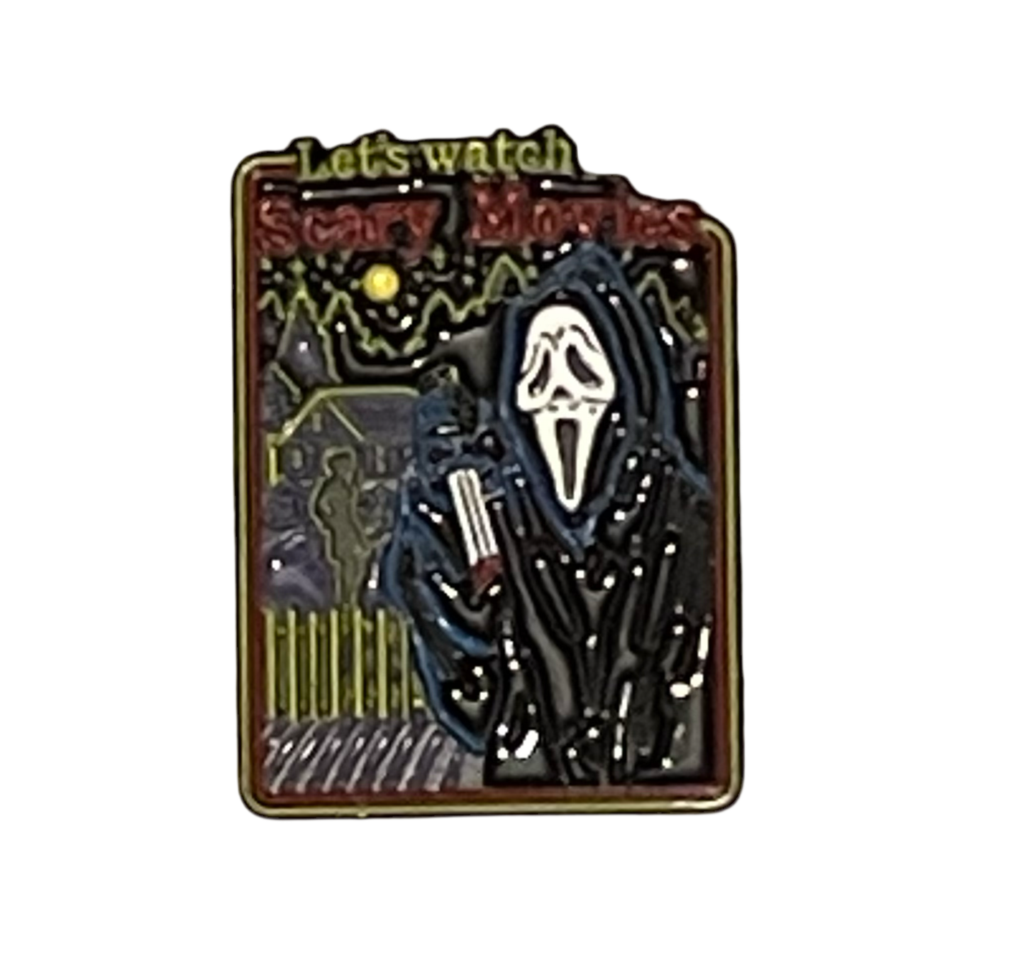 Scream let’s watch scary movies pin badge