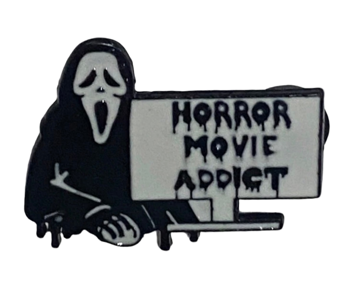 Horror Movie Addict Pin Badge