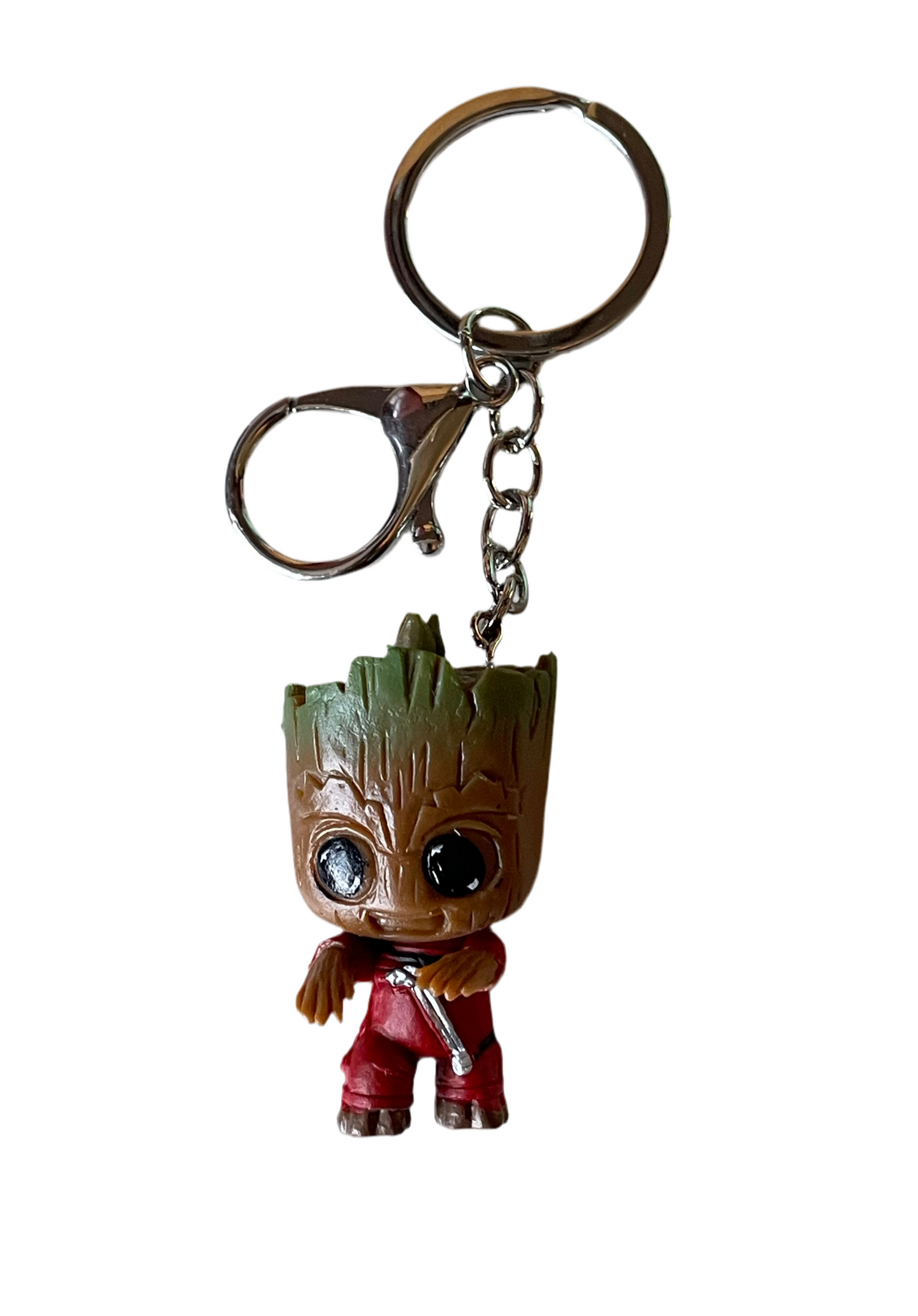 Groot in red jumpsuit keyring