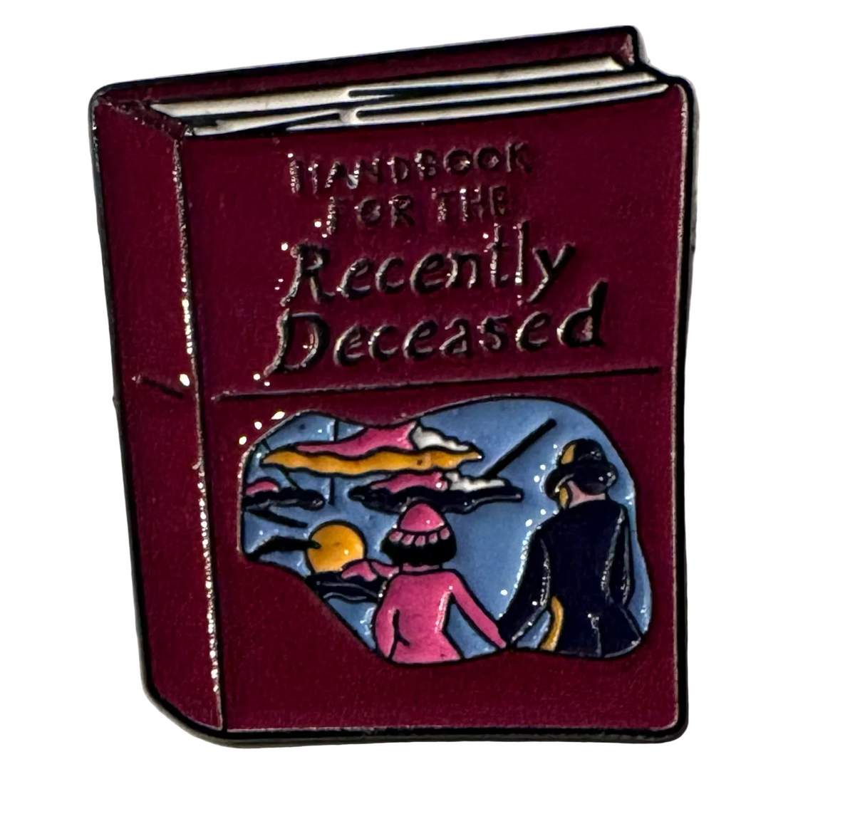 Beetlejuice handbook for the deceased pin badge