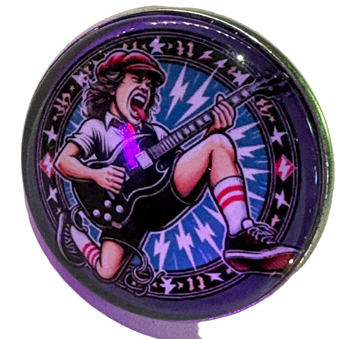 AC/DC Angus Young with Guitar pin badge