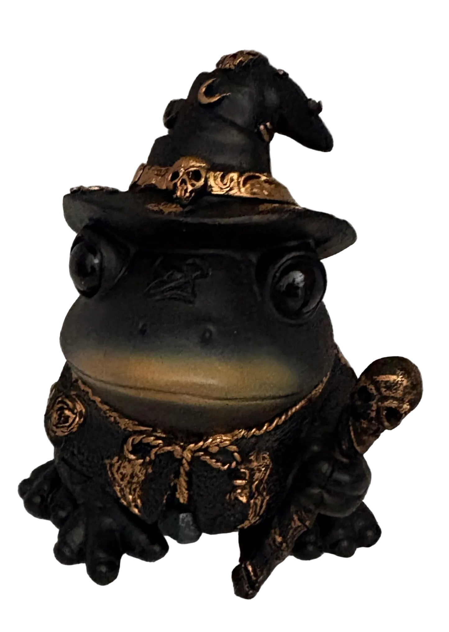 Wizard black and gold frog figurine