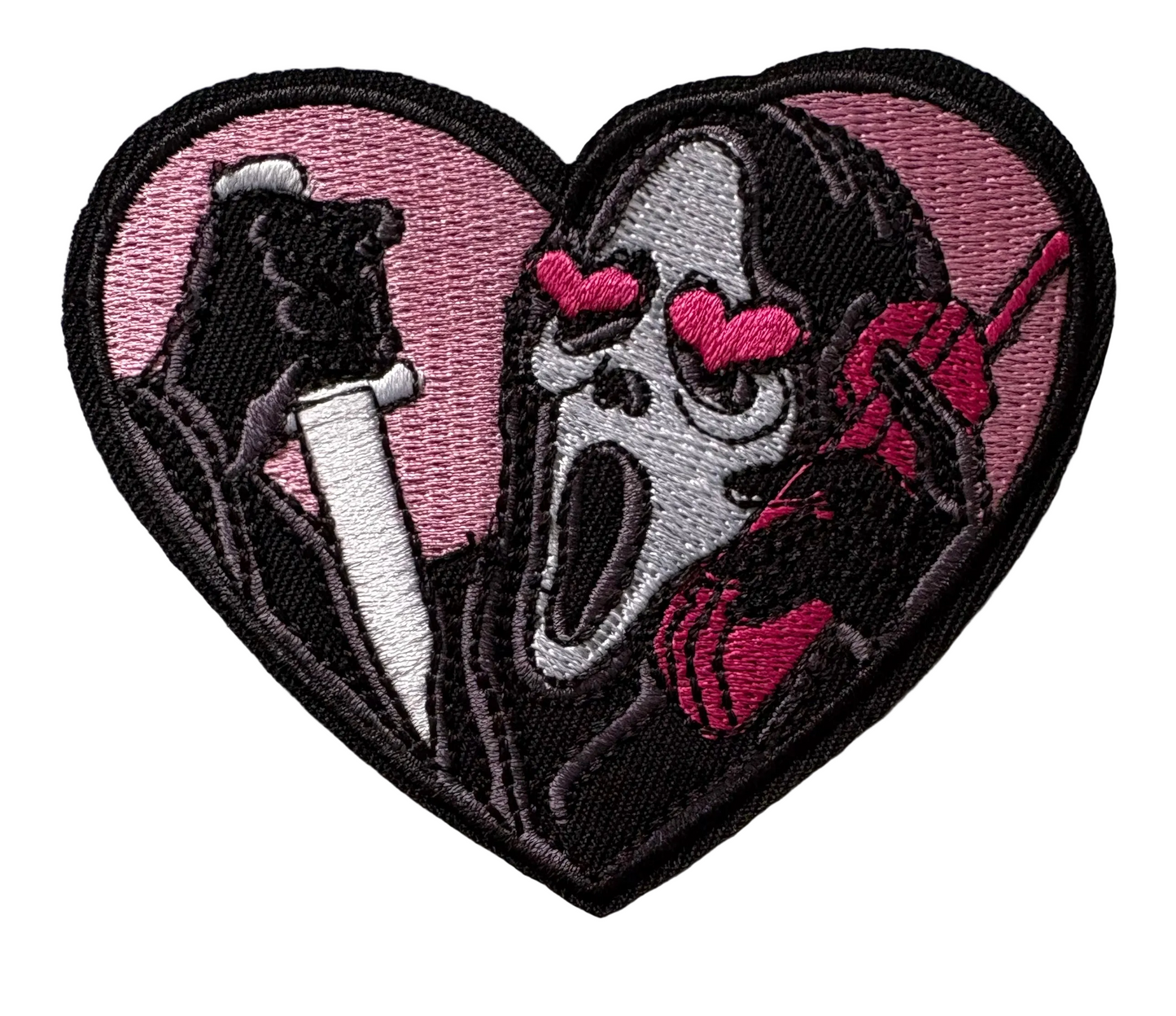 Scream pink love heart patch