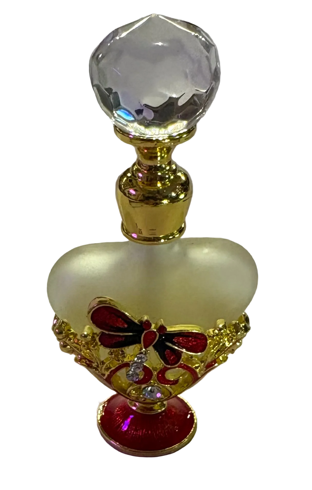 Dragonfly Diamond shaped red bottle