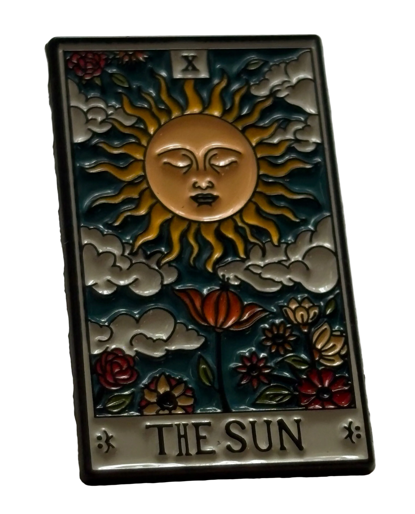 The Sun tarot pin badge