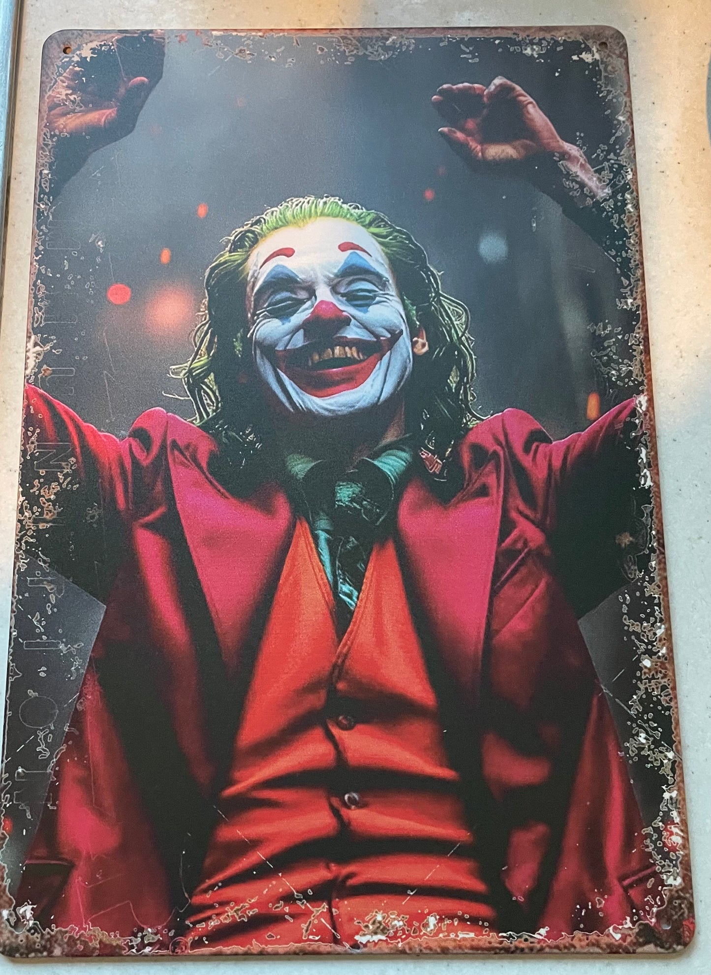 The Joker laughing sign