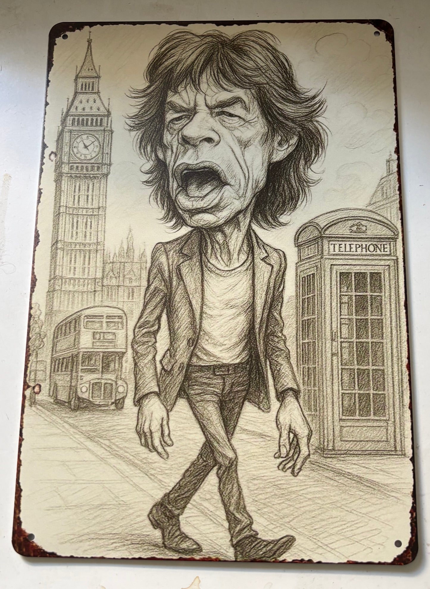 Mick Jagger Caricature sign