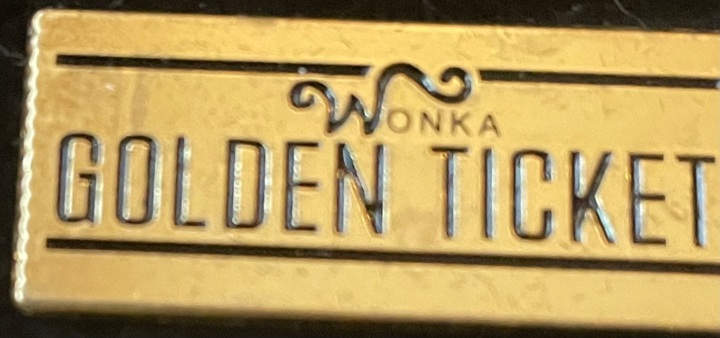 Wonka golden ticket pin badge