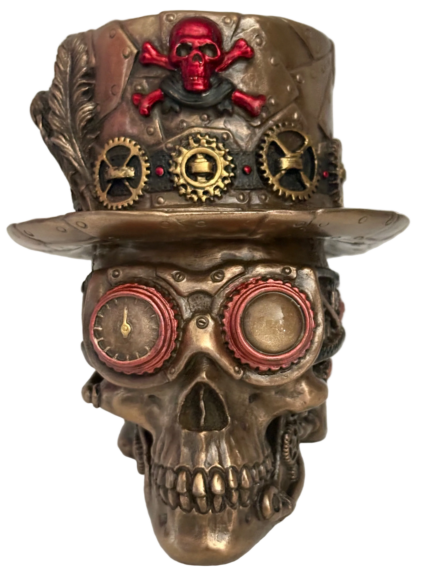Clockwork Baron skull figurine