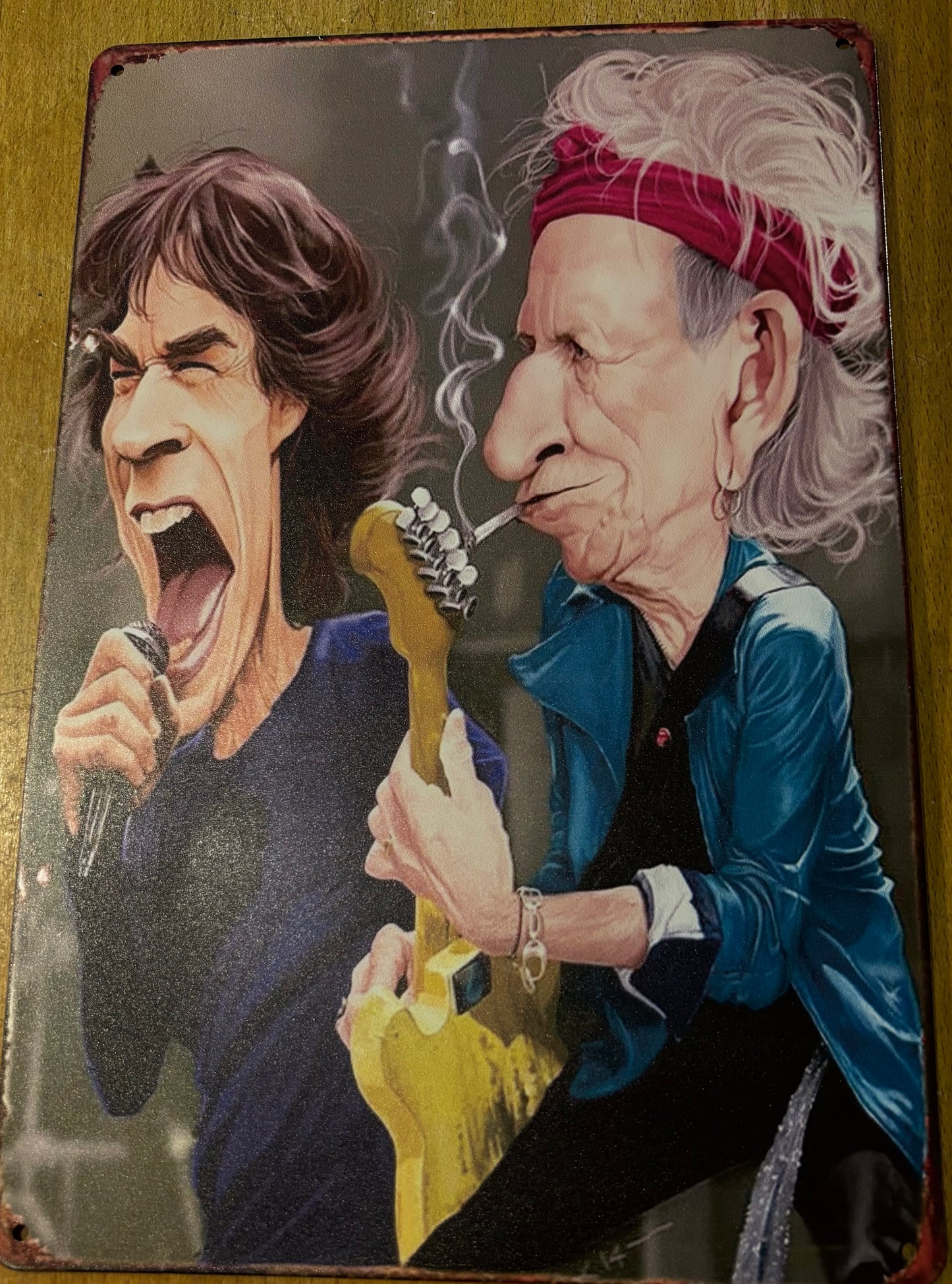Rolling Stones Mick and Keith caricature sign
