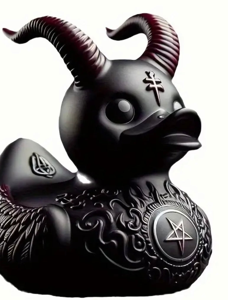 Demon Horned Duck Figurine