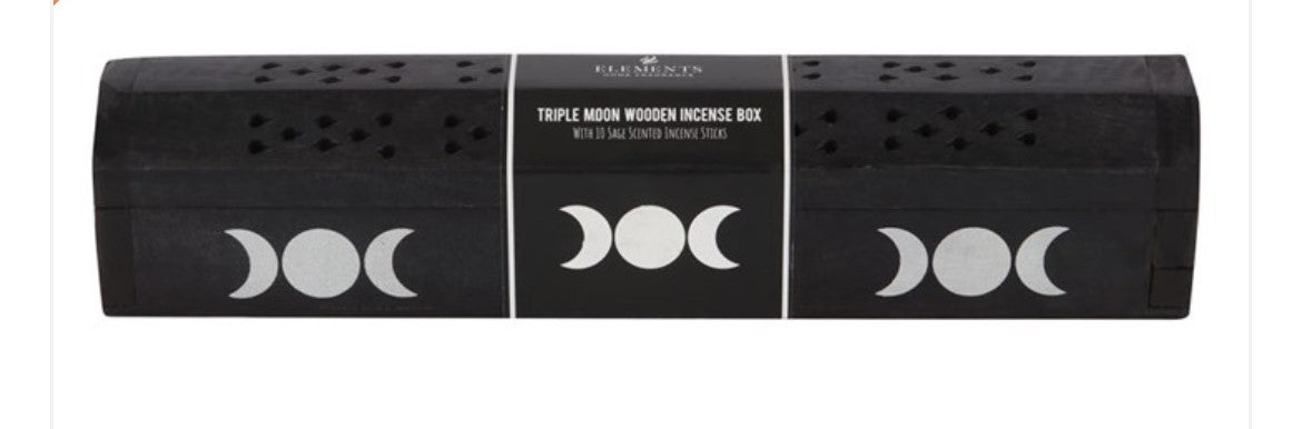 Triple Moon Wooden Incense Box