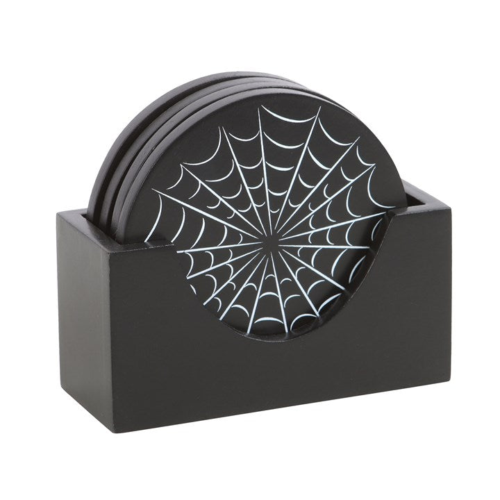 Black Spider Web Coaster Set