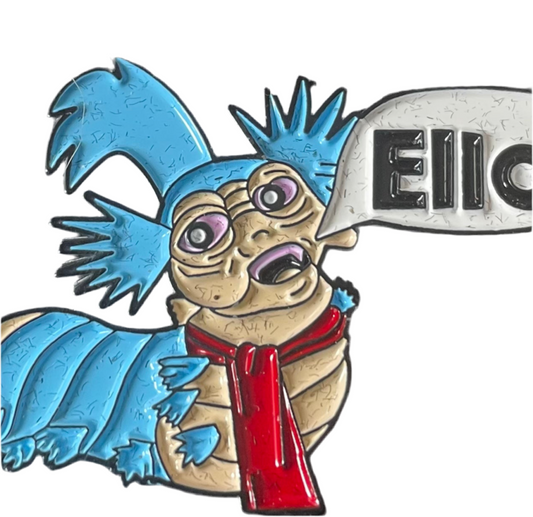 Ello worm pin badge