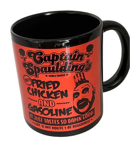 Captain Spaulding’s fried chicken and gasoline mug