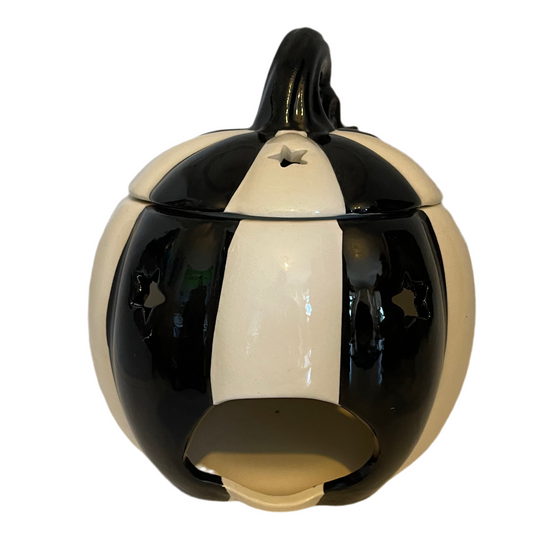 Black and White striped pumpkin oil burner