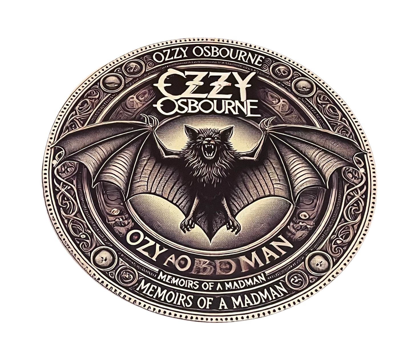Ozzy Osbourne bat round sign