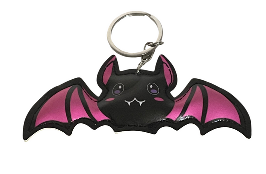 Black and pink bat keyring