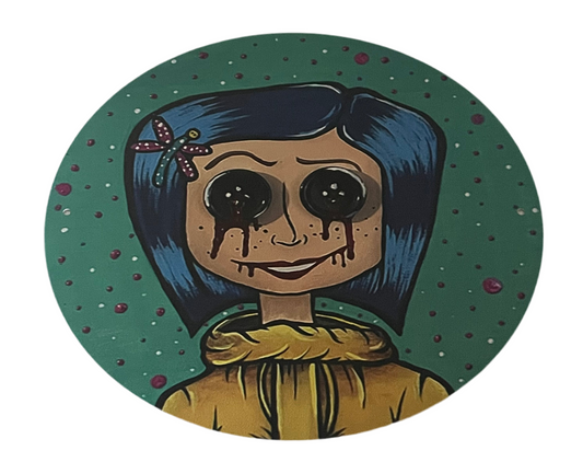 Coraline crying round sign