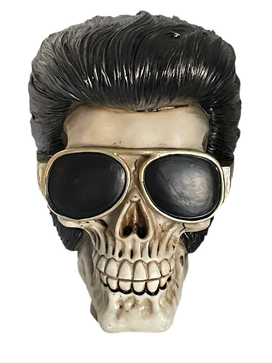 Elvis skull ornament
