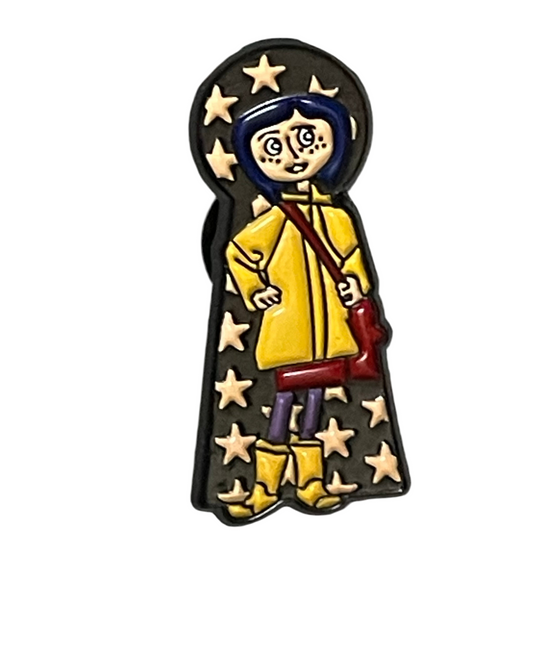 Coraline amongst the stars pin badge