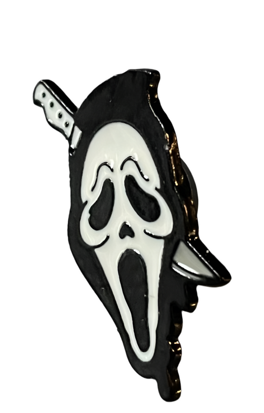 Ghostface with knife pin badge