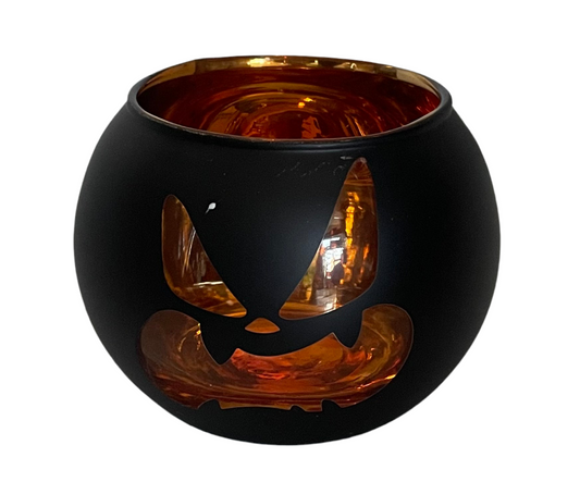 Black Halloween glass jar pumpkin