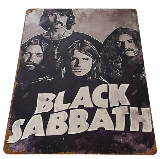 Black Sabbath black and white sign