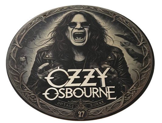 Ozzy Osbourne wooden round sign