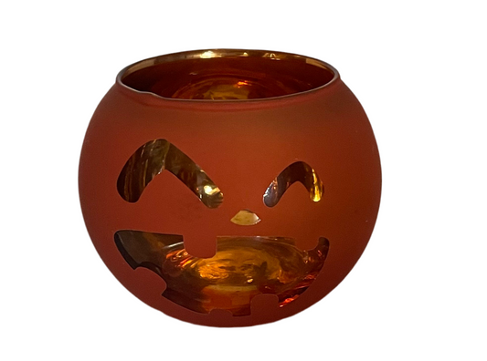 Orange Halloween glass jar pumpkin
