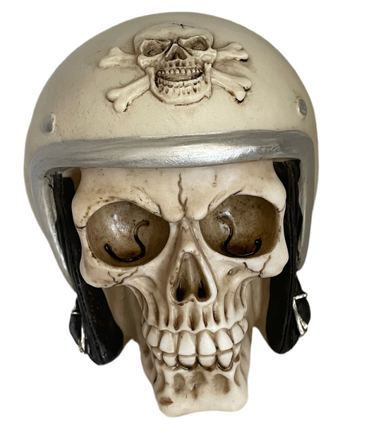 Skull with helmet figurine
