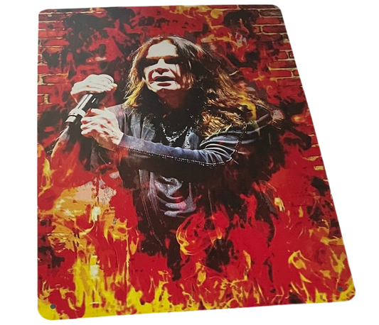 Ozzy with flames sign