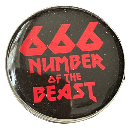 666 number of the beast pin badge