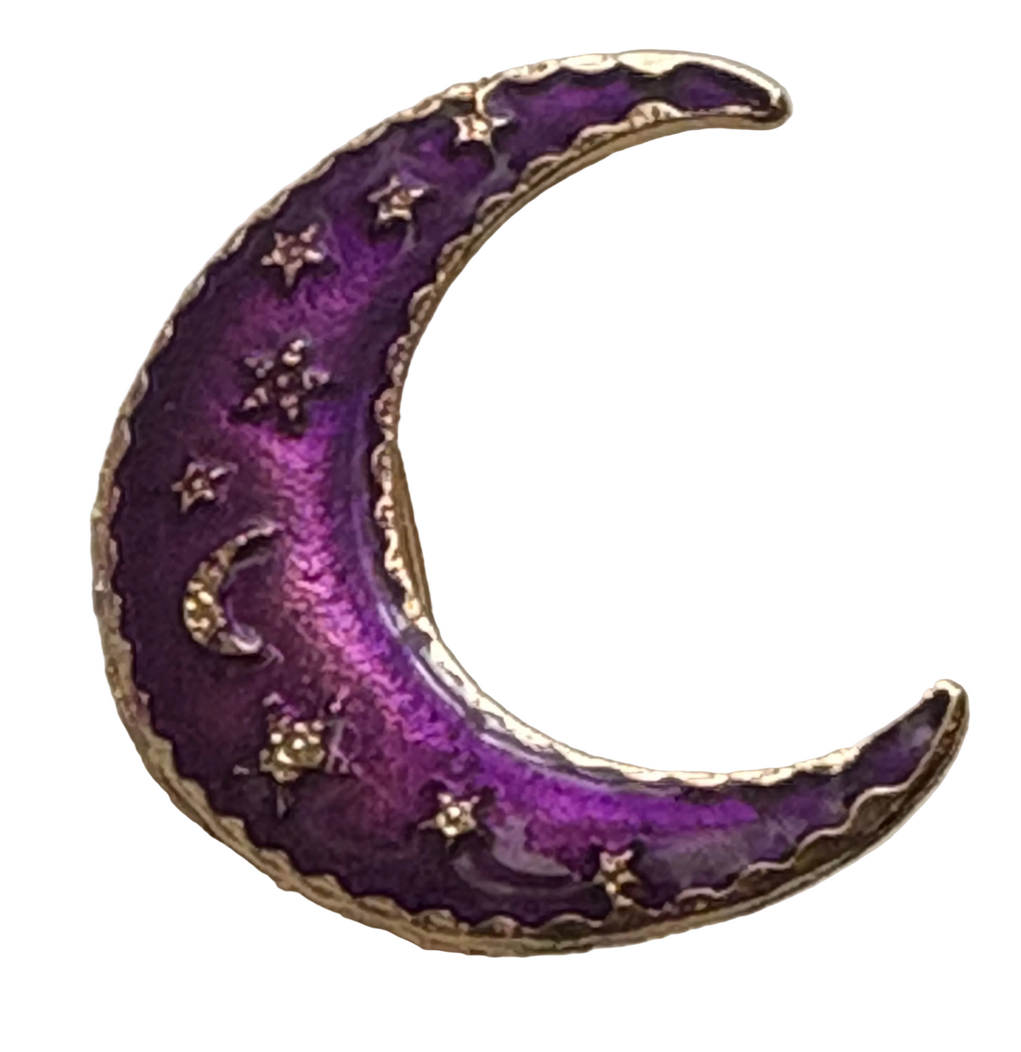 Purple moon pin badge