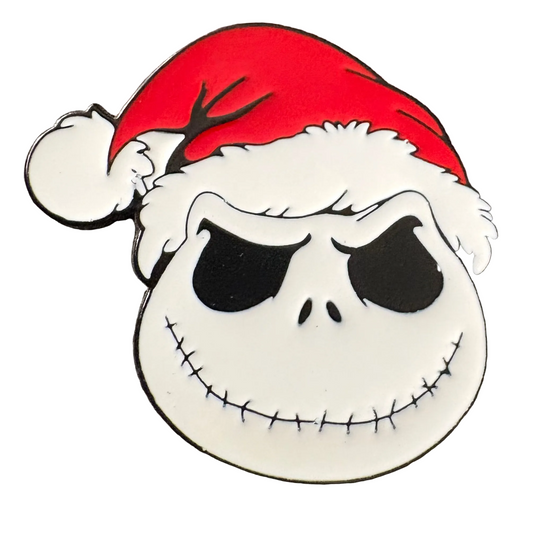 Jack Skellington face in Santa Hat pin badge