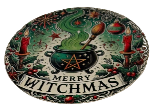Merry Witchmas round sign