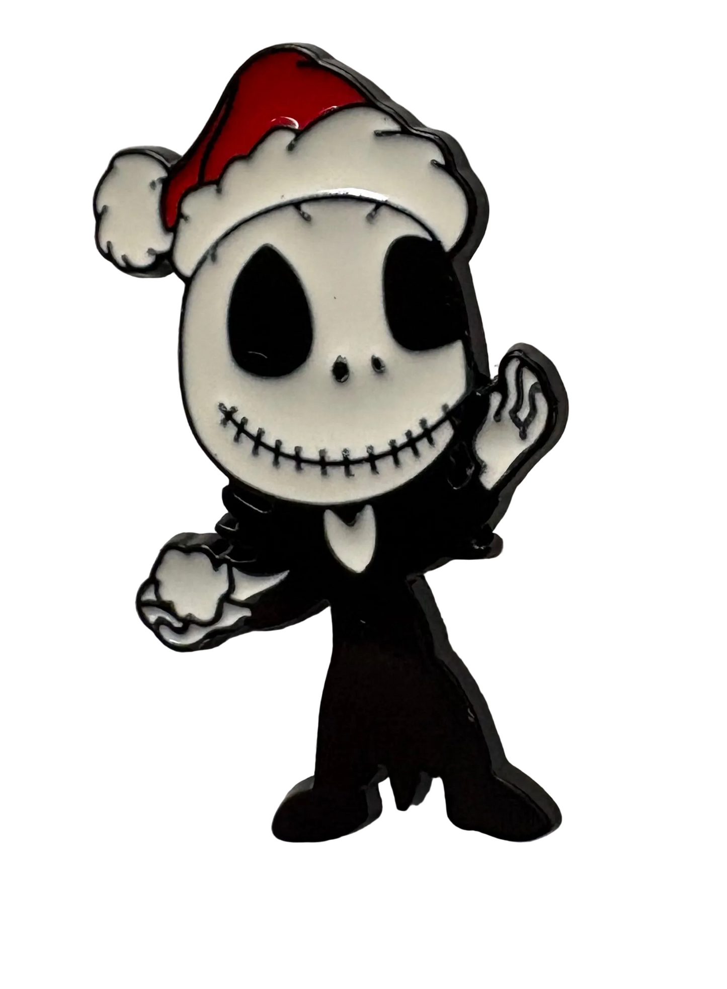 Jack Skellington wearing Santa Hat pin badge